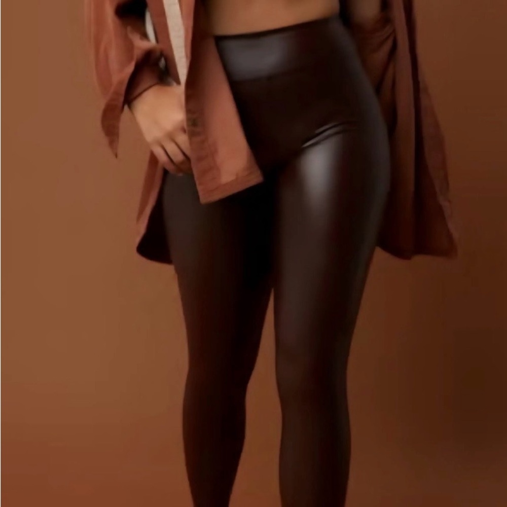 Aerie Dark Brown Faux Leather Leggings